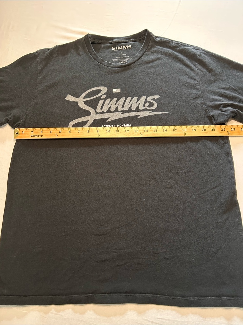 Simms XL Black Bozeman Montana Logo T-Shirt Fishing Graphic Tee - Picture 5 of 6